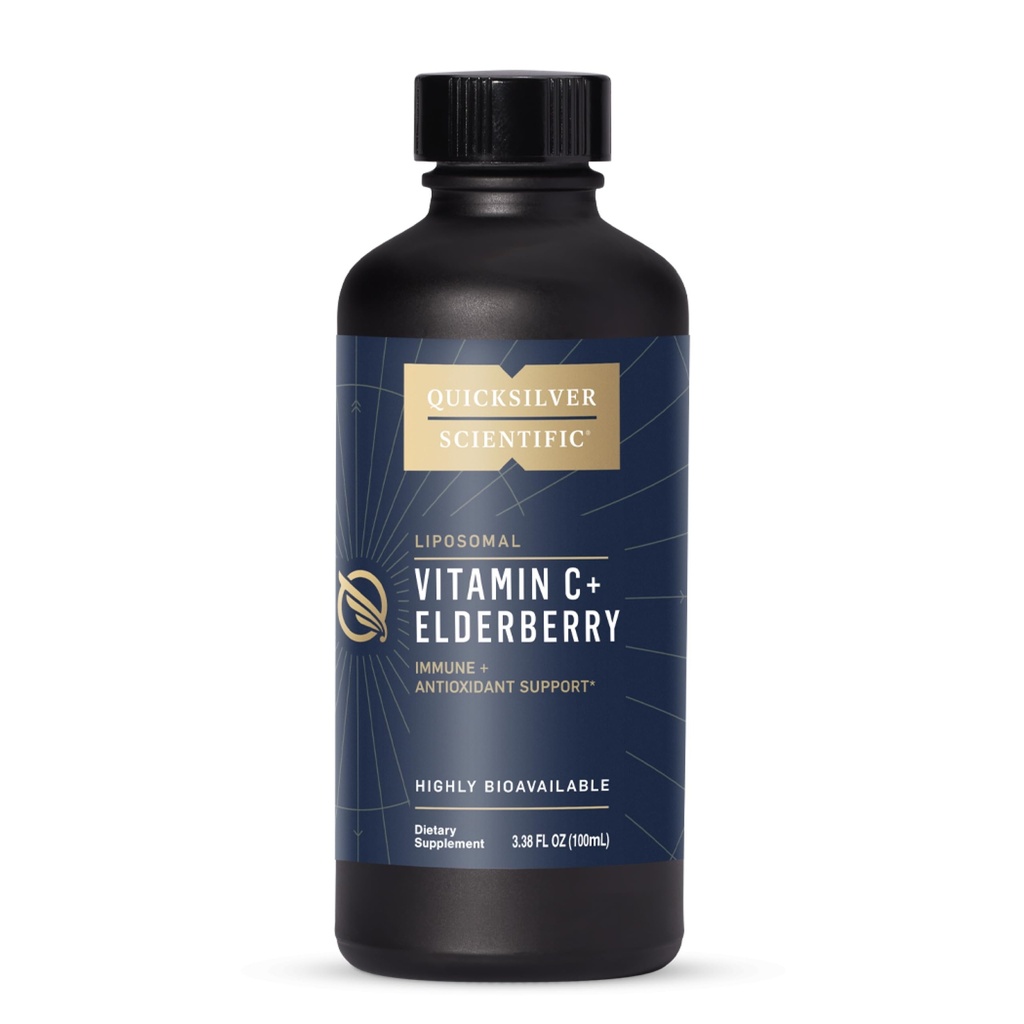 Quicksilver Scientific Liposomal Vitamin C + Elderberry - Liposomální Vitamin C 1000mg s Superior Absorpční technologií & Tocotrienols - Antioxidant & Immunal Support Tonic (100ml)