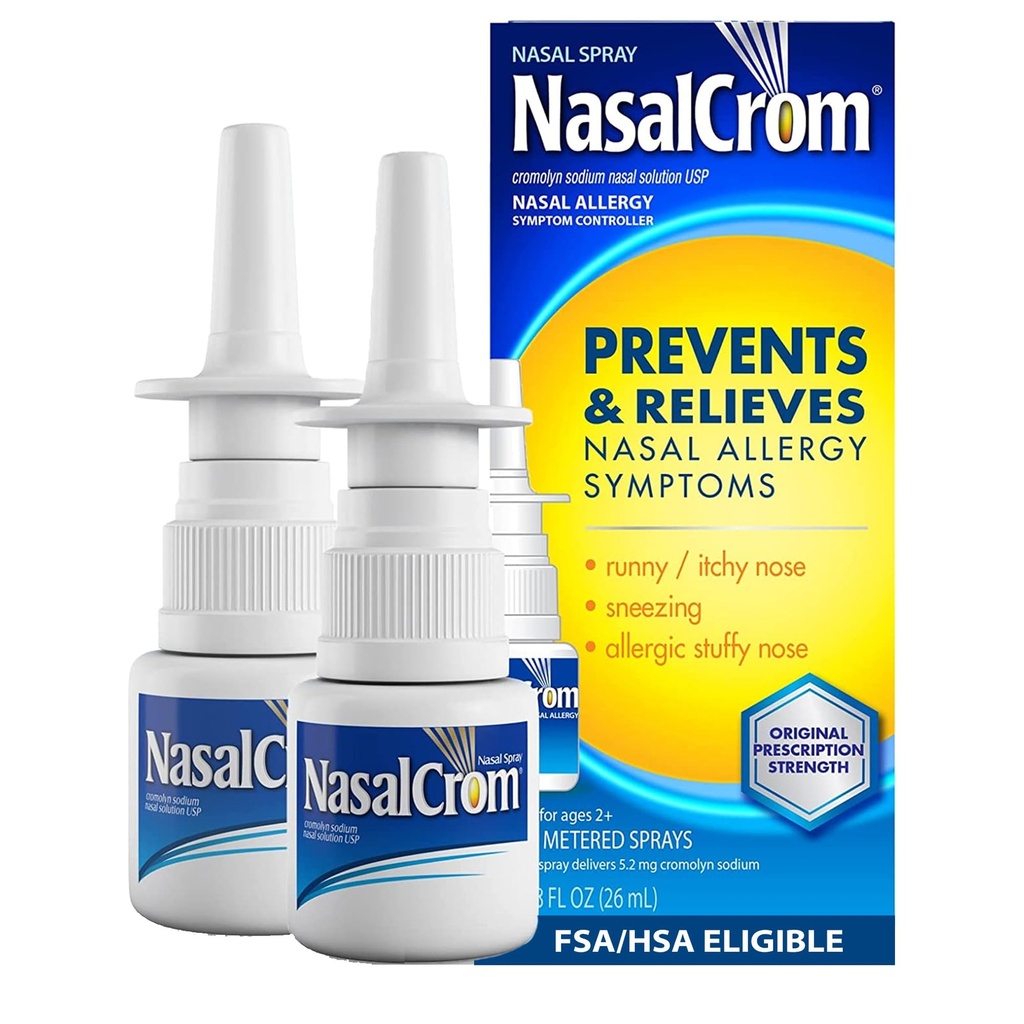 NasalCrom Nasal Spray Alergie Symptomy Controller CLAS124; 200 Sprays CLAS124; .88 FL OZ (2 Pack)