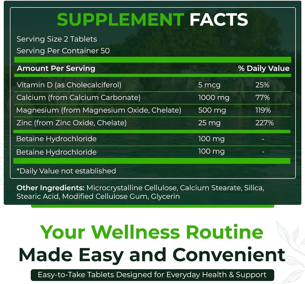 Natural Nutra 250 Počet, vápník Magnesium zink dodatek s vitamínem D3 pro sílu kostí, Nerve zdraví, Pomáhá zlepšit lepší vibe, gluten zdarma a Sugar- zdarma, esenciální minerální komplex