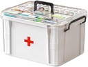 Medicine Storage Box, Pořadatel lahví, Dvojité kompartment, Transparentní, Velká kapacita, bílá