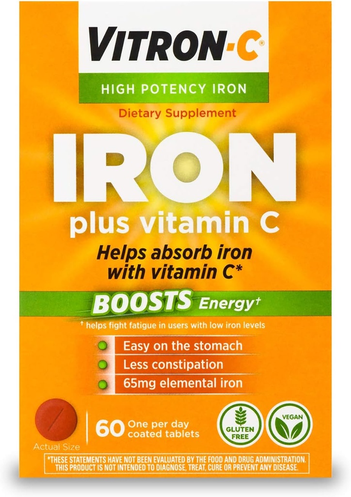 Vitron- C vysoce potentní Železný dodatek s 125 mg vitaminu C, 60 Počet