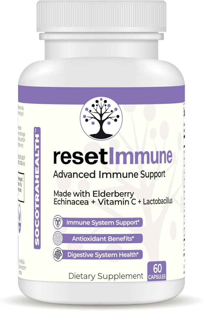 ResetImunní - Pokročilá imunitní podpora - s Elderberry, Echinacea, Vitamin C, Lactobacillus - 60 Vegan Kapsle