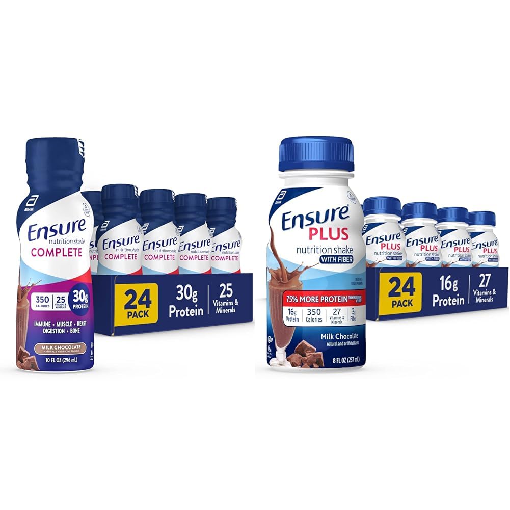 Zajistěte COMPLETE Nutrition Shake & Security Plus Nutrition Shake with Fiber, 16 Grams of Protein, Strava výměnou tekuté, Mléčná čokoláda, bez lepku, 8 Fl Oz (balení 24)