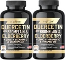 Quercetin s Bromelain zinkový vitamín C Vitamin D Elderberry - 120 Veggie Kapsle, Non- GMO, gluten- Free CLANE124; Imunitary Supplement CLANE124; Made in USA CLANE124; 4 Months Supply