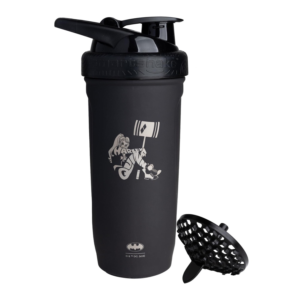Smartshake DC COMICS Reforce Stainless Steel Shaker Bottle 900 ml OF 124; 30 oz - Leakproof Screw-on Lid - BPA Free - Unisex - Neizolovaný - Harley Quinn Logo