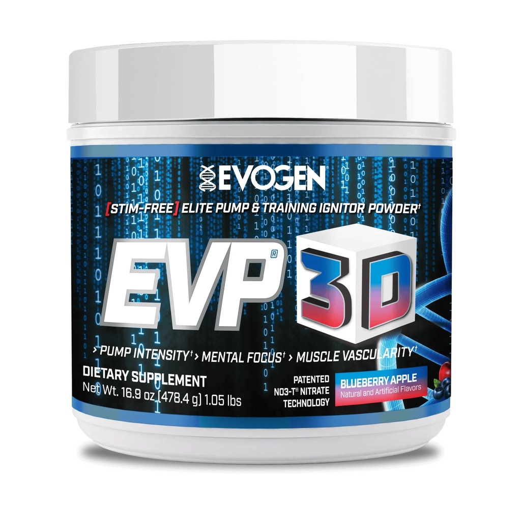 Evogen EVP 3D - Stim zdarma Pre Workout prášek pro muže a ženy 124; Cukr zdarma Non Stim Preworking s Beta Alanin a Creatine pro energii a čerpadlo 124; Blueberry Apple 124; 40 Servings
