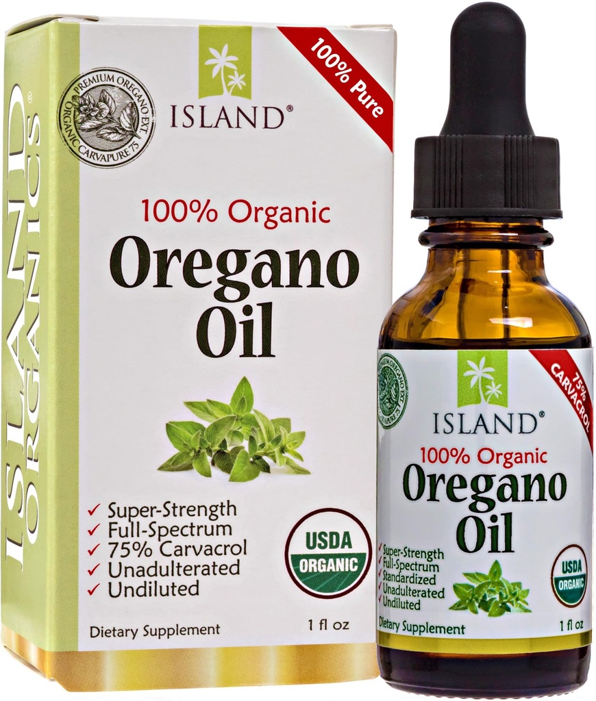 Oregano Oil Organic Liquid Drops - 100% čisté a neředěné - USDA- Certified Organic (1 oz) 75% Carvacol - pěstované ve Španělsku - Imunitní Supplement s olejem Oregano.