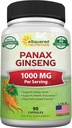 aSquared Nutrition Natural Korean Panax Ginseng (1000mg Max Strength) -90 Kapsle Root Extract Complex (Red & White), High Dávkování Ginsenosids in Seeds, Asian Powder Supplement, Tablet Pills for Energy