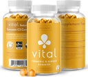 WellPath Vital Kurkumin + Zázvor - Společná podpora Kurkumin dodatek, Kurkumin C3 komplex, Chutné Alternativa k kapslím, Kurkuma & Zázvor Kořen, Tropické Žvýkačky, Vegan, 60 Ct