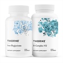 THORNE - Nutriční esenciály Duo - Železný bisglycinát & B-Complex # 12 pro energetickou podporu a tvorbu krve - 60 Služeb