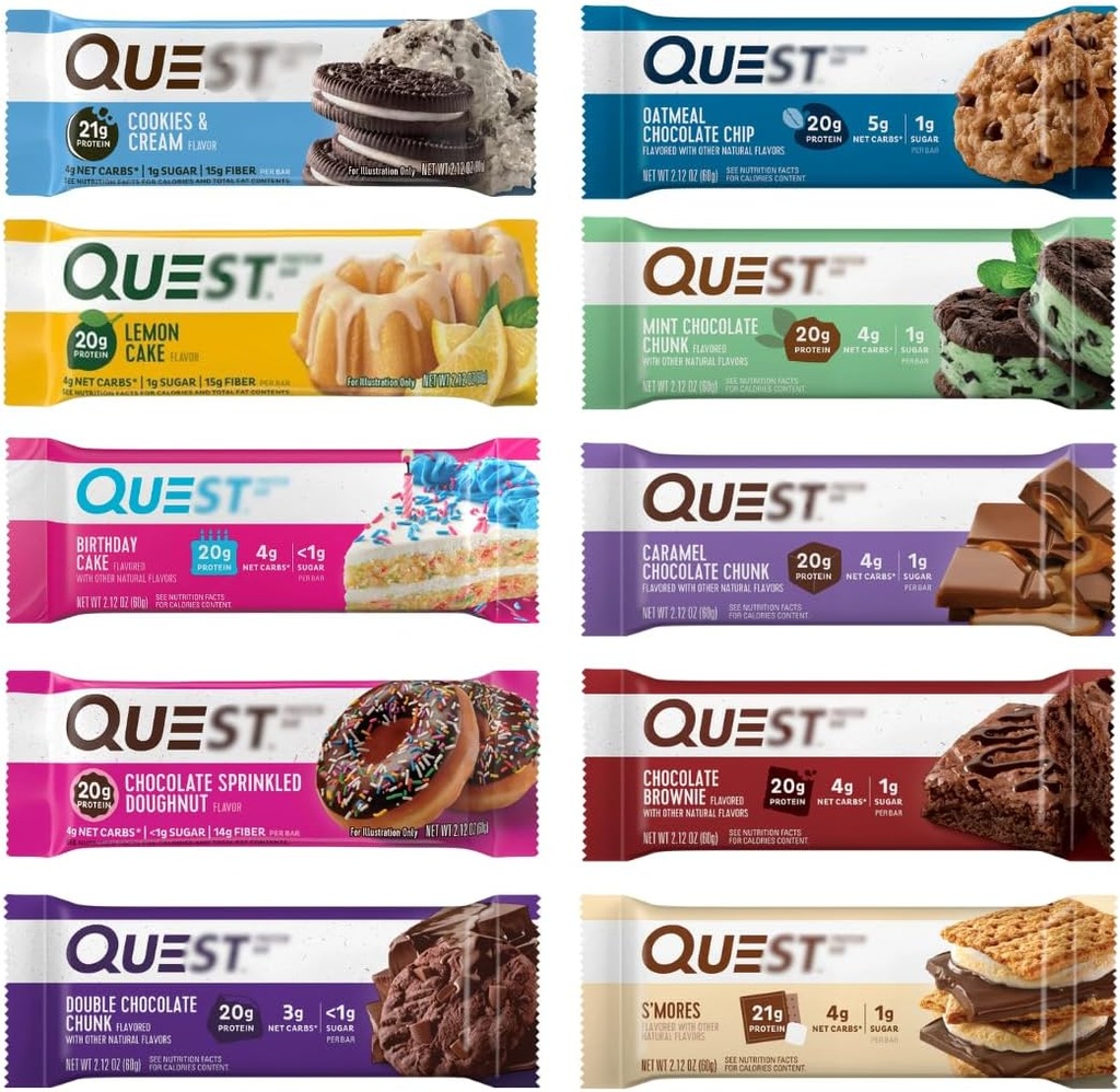 Nutriční proteinové tyčinky, tříděné 10 Flavor Variety Pack - Vysoký protein, Nízký karb, Lepek zdarma, Keto Friendly - 2.12 Oz Bary - 12 Počet