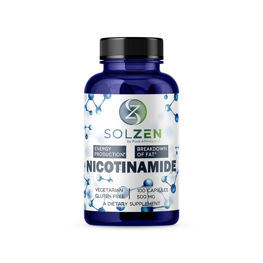 B3 Nikotinamid 500 mg Efektivní flush- free Niacin. Energy Booster, Mobilní regenerátor, který podporuje kognitivní pokles, antiaging a pomáhá lámat dolů sacharidy a tuky (100 Počet)