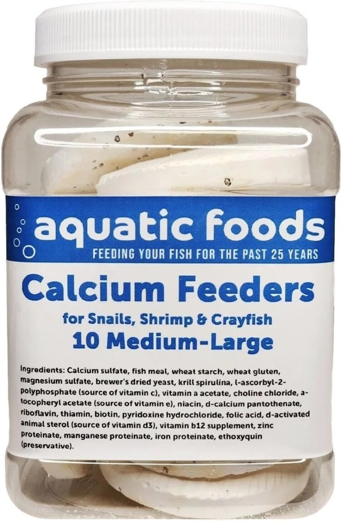 Aquatic Foods Inc. Calcium Feeder Medium-Large Shells. Extra Husté uličky pro krevety, hlemýždi, kraby, raky, poustevníky a všechny tropické ryby... 10 hrabě jar