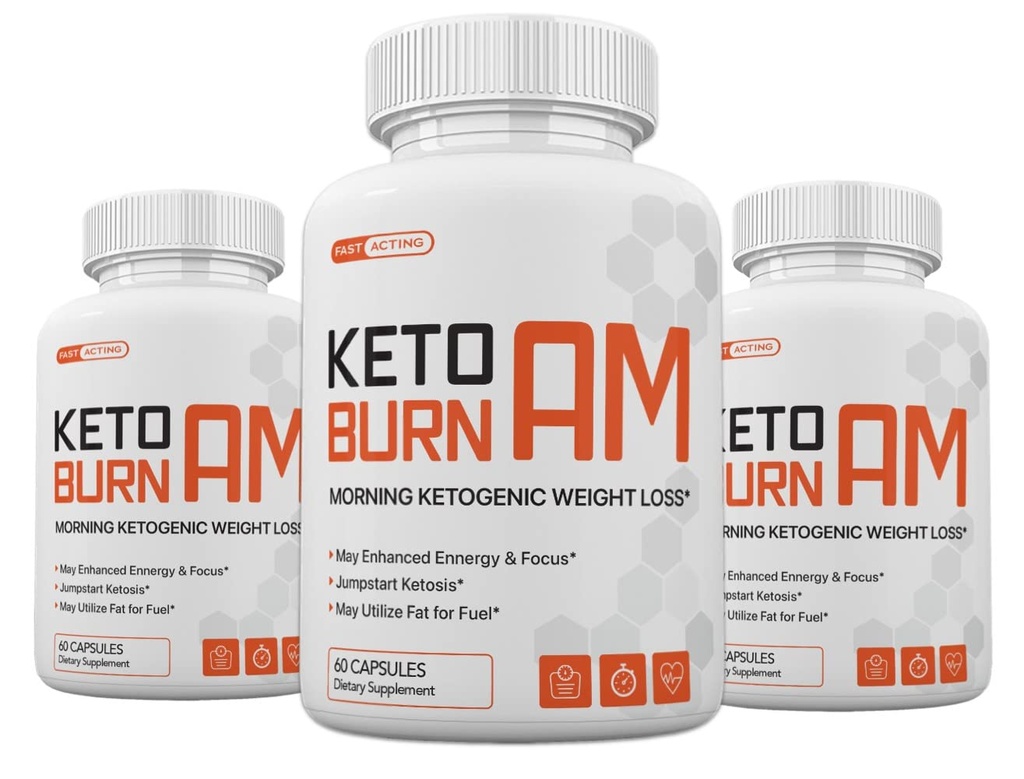 (Balení po 3) Keto Burn AM Morning Ketogenic Weight Management, Keto Burn pilulky pro muže a ženy, 180 Kapsle, 3 měsíce Dodávka