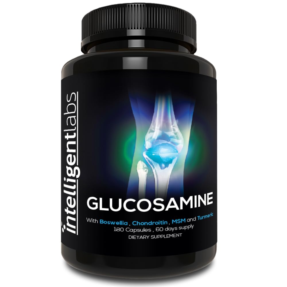 Inteligentní Labs Glucosamin a Chondroitin Vysoký Pevný komplex s MSM clarm 124; 180 Kapsle CARL 124; Podpora imunitního systému CARL 124; s Turmeric, Boswellia, a Quercetin Doplňky společné péče