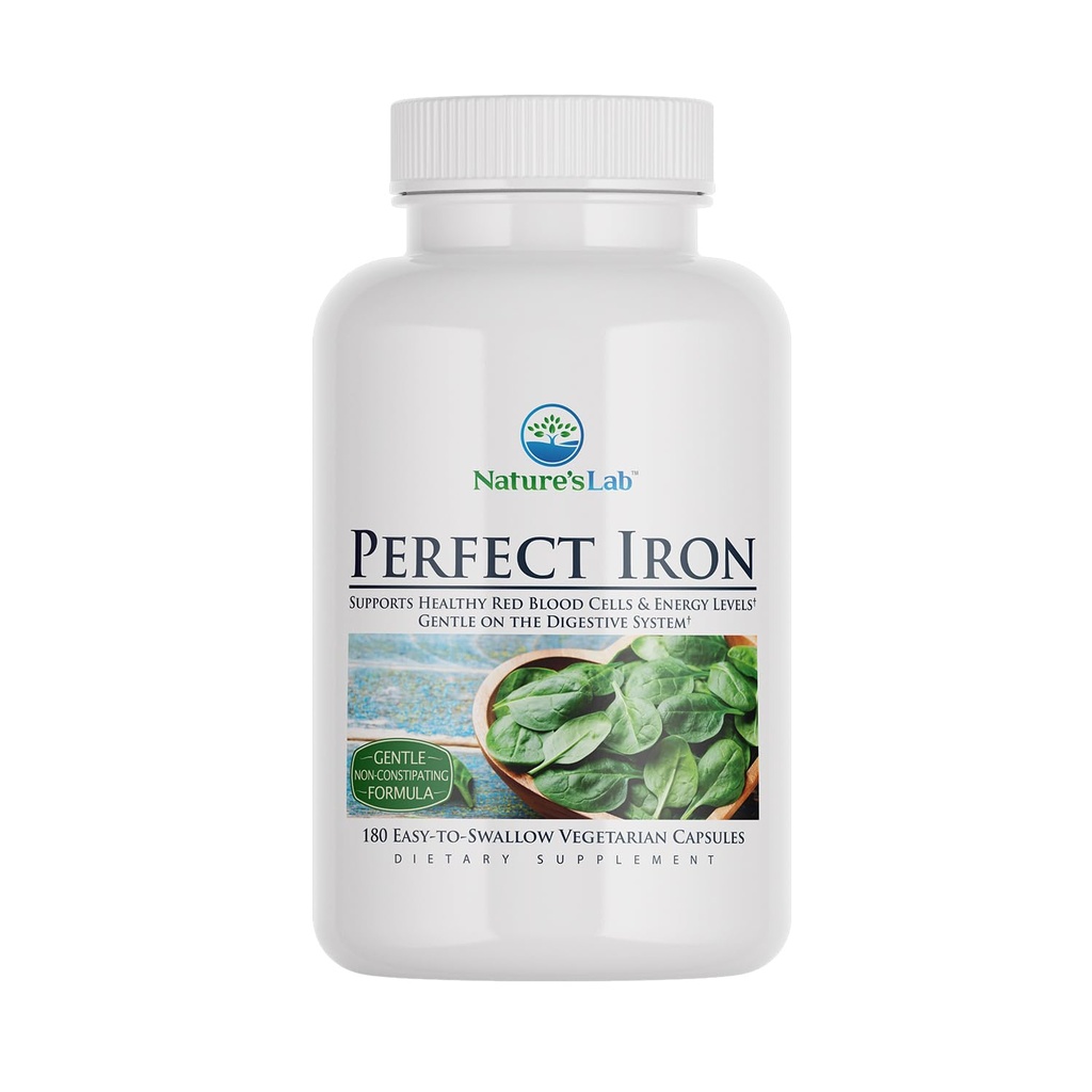 Příroda laboratoř perfektní železo 25mg dietní dodatek - Gentle Non- Constipating Formule - Podporuje zdravé červené krvinky & energetické úrovně - 180 Kapsle (6 Měsíční dodávky)