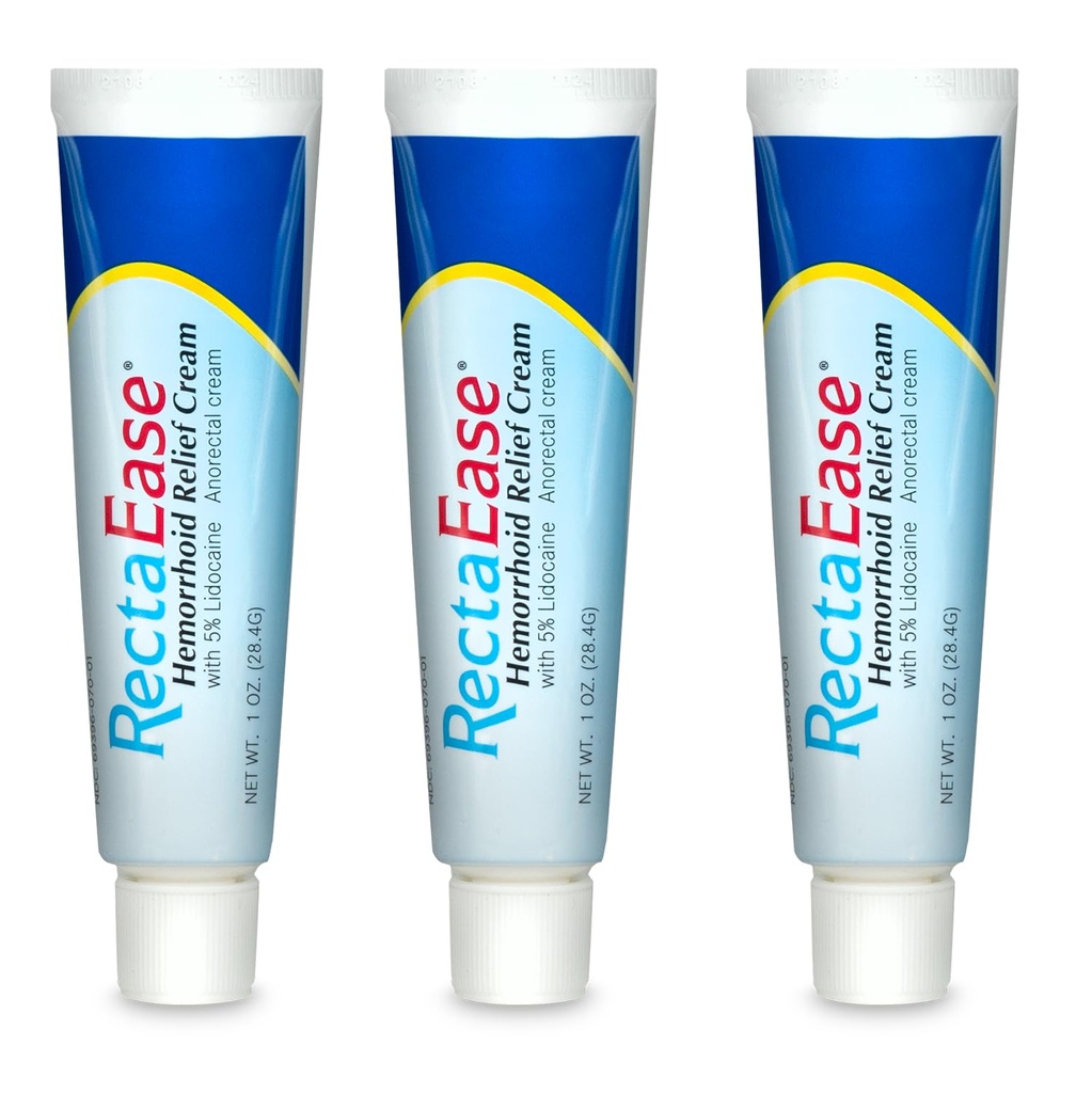 Globe RectaEase 5% Lidokain (3 Pack) Hemoroid Relief Cream 1 oz Tube, Anorektální krém, Rapid Numbing Relief, Hemoroid Léčba z svědění a popáleniny