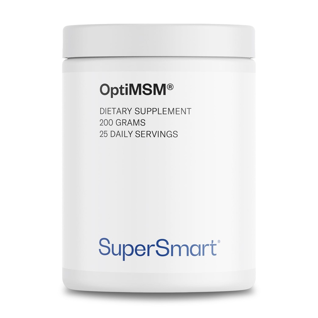 Supersmart OptiMSM (Pattented & High Purity Formule) - Methylsulfonyl- Metan MSM Prášek dodatek 124; Vegan & gluten zdarma - 200 g