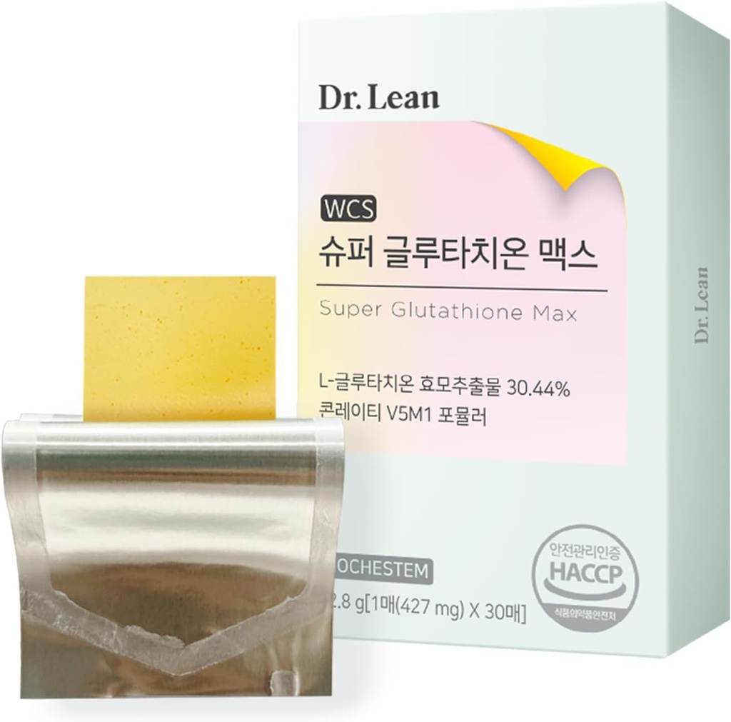 Dr. Lean Super Glutathione Max - 427mg high- potency strips with Milk Thistle, Collagen & Hyaluronic Acid Oid 124; Fast- Melt ODF, Antioxidant, Skin & Jaterní podpora, K- Beauty, Made in Korea (30 Strips)