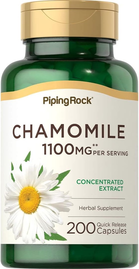 Piping Rock Heamomile Extract Capsules 1100mg CLAS124; 200 Pills CLAS124; Herb dodatek CLAS124; Gluten Free, Non- GMO