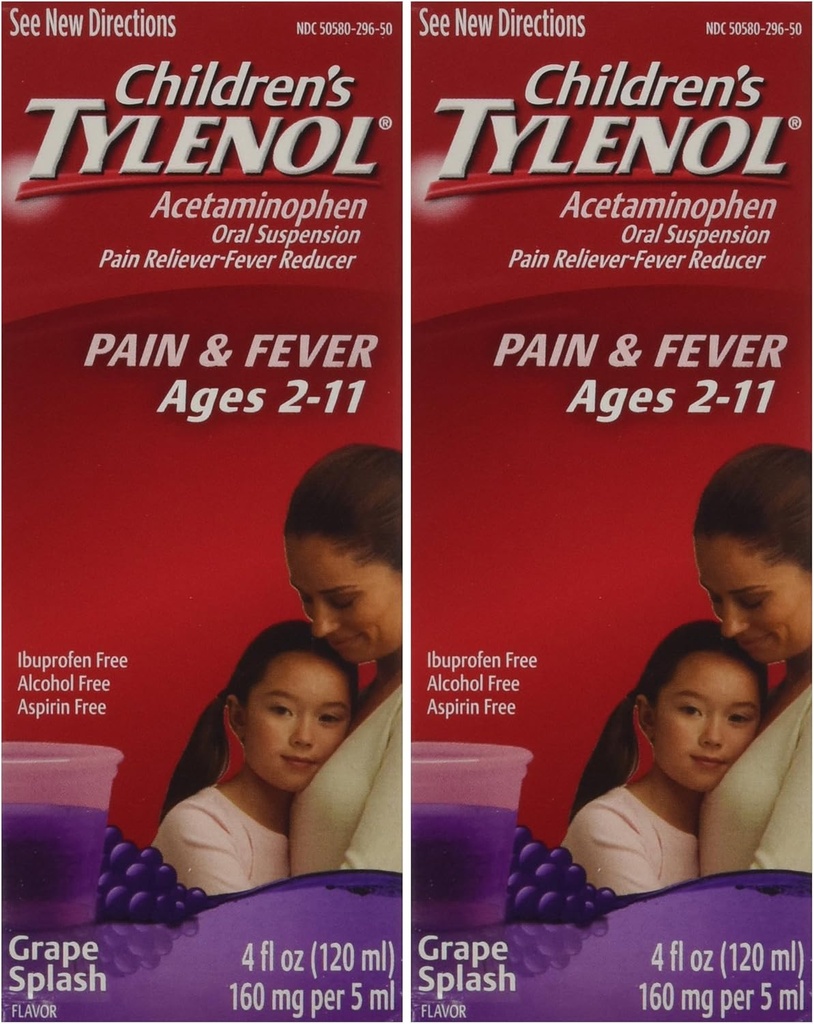 Dětské tylenol hroznová chuť 2-11 - 2 balení 4.0 FL OZ