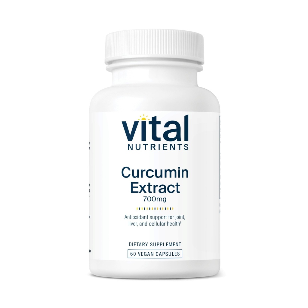 Vital Nutrients Curcumin Extract 700mg CL124; Vegan Curcumin Doplňky s Black Pepper Extract CL124; Antioxidant Support for Joint, Equipment, and Cellular Health * CL124; Gluten, Mléčné mléko, Soy Free CL124; 60 Kapsle