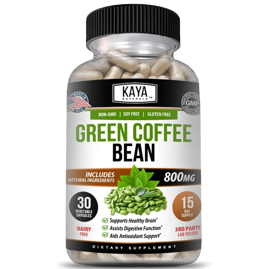 Kaya Naturals Green Coffee Bean Extract - Non- GMO, gluten- Free Doplněk (30 Počet (Balení po 1)