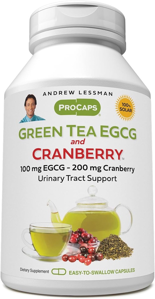 ANDREW LESSMAN Green Tea EGCG & Cranberry 180 Kapsle - Standardizované pro Katechiny a polyfenoly. Pomáhá chránit tkáně, organy a systémy po celém těle. Výkonná podpora antioxidantů