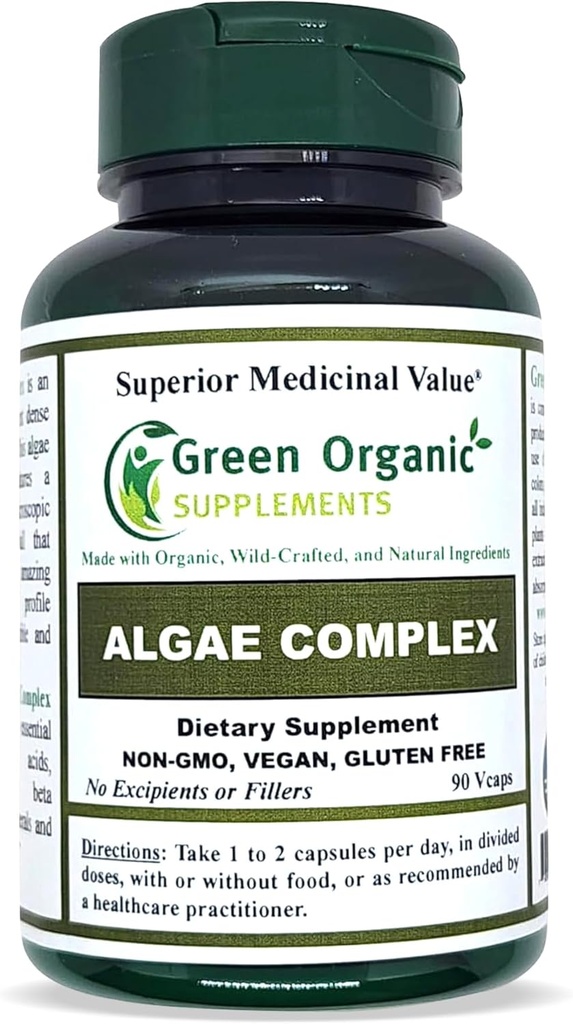 Řasy, Fucoidan, Blue Green Řasy, Kelp, Bladderwrack, Chlorella, Spirulina, Irish Moss, Dulse, 90 VCaps, High Absorbable, Non- GMO, gluten- Free (Single)