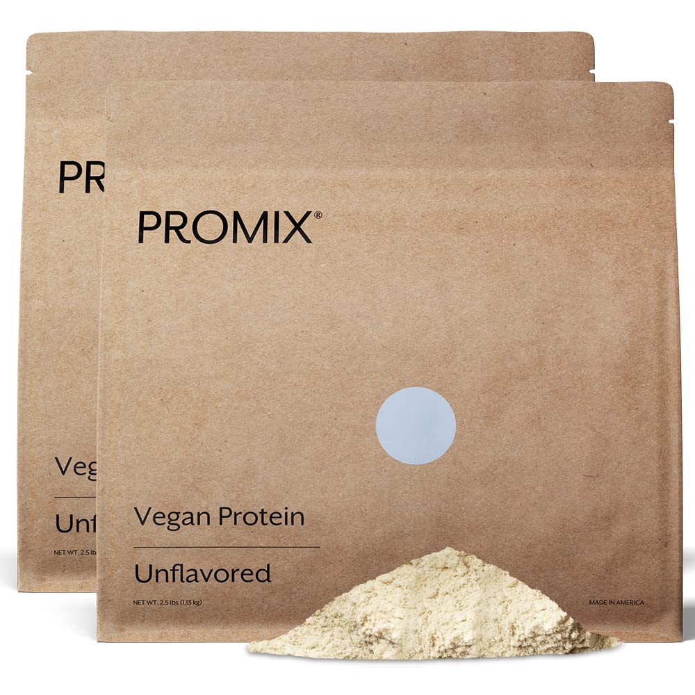 ProMix Nutrition Plant- Based Vegan Protein Powder, Neochucený - Pea Protein & Vitamin B-12 - Ukázka cvičení Fitness & Nutrition Shakes, Smoothies, Pečení a vaření recepty - 5 liber (Balení po 2)