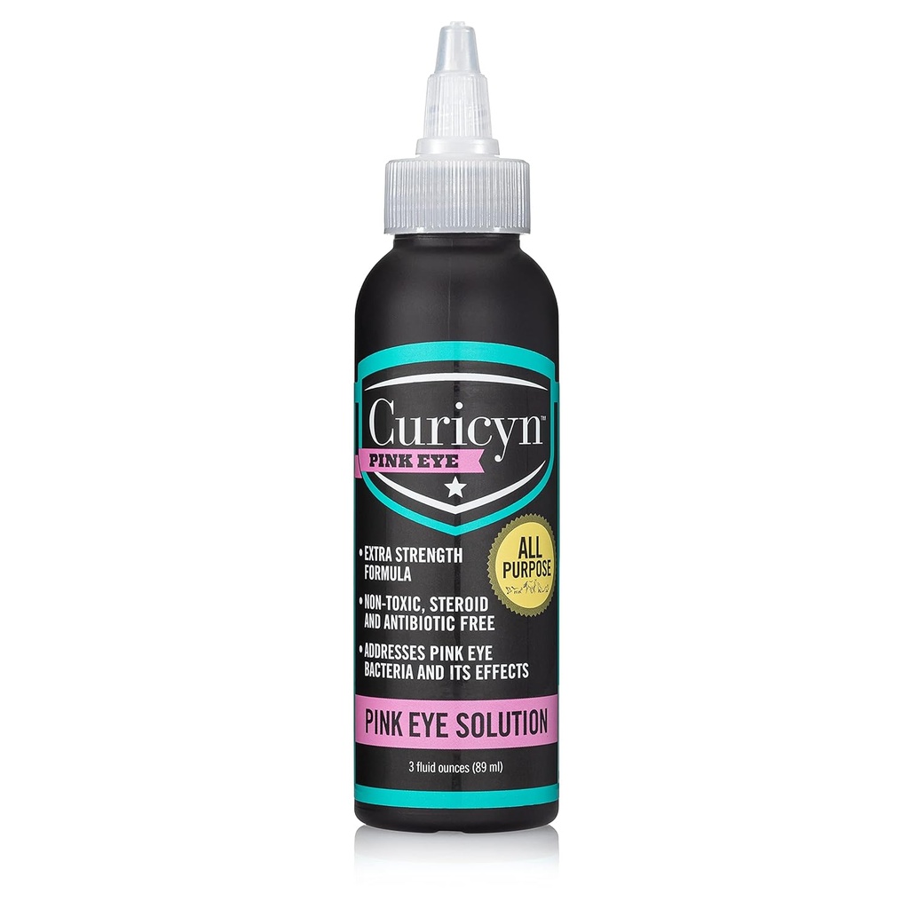 Curicyn Pink Eye Solution (3 oz), Dog Eye Drops, Konjunktivitida Oční Drops pro psy, Kočky, Zvířata a koně, Psí Oční mytí s purifikované Anolyte, Bezpečné a uklidňující Oční Drops pro infekci