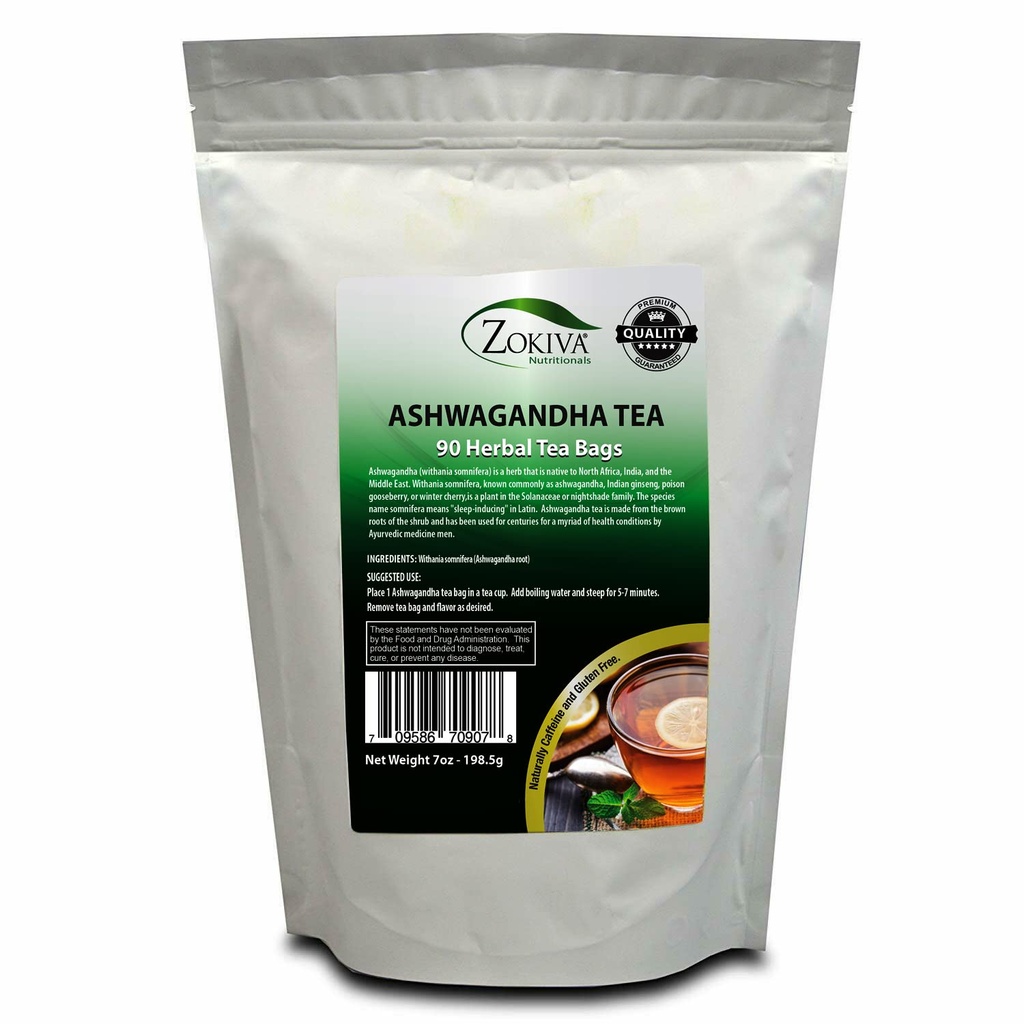 Ashwagandha čaj Organic 90 sáčky Premium Kvalita 100% Čistá kořenová -Witania Somnifera