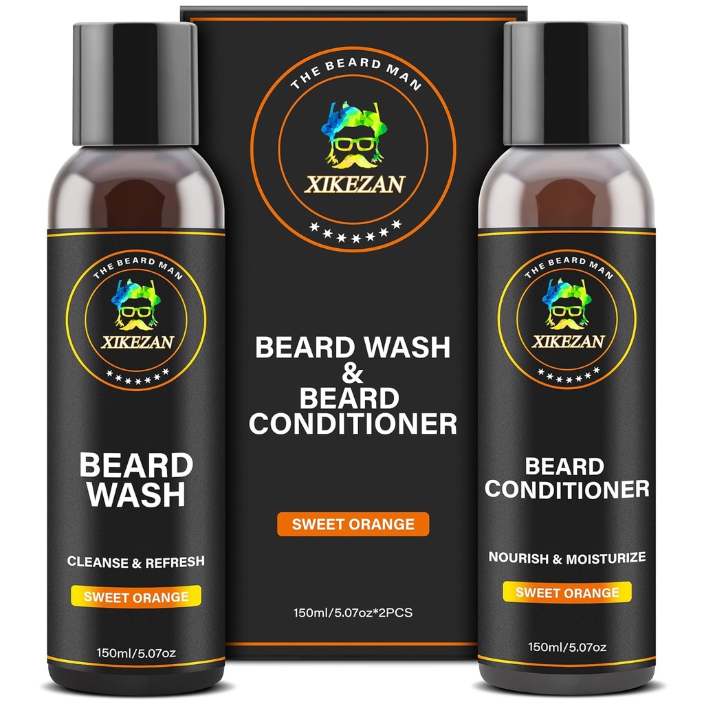 XIKEZAN Beard Wash & Beard Conditioner Natural Softtener Set w / Argan & Jojoba Oils Smooth & Posiluje vánoční skladování Stuffers Den otců dárky pro muže ho táta přítel manžel