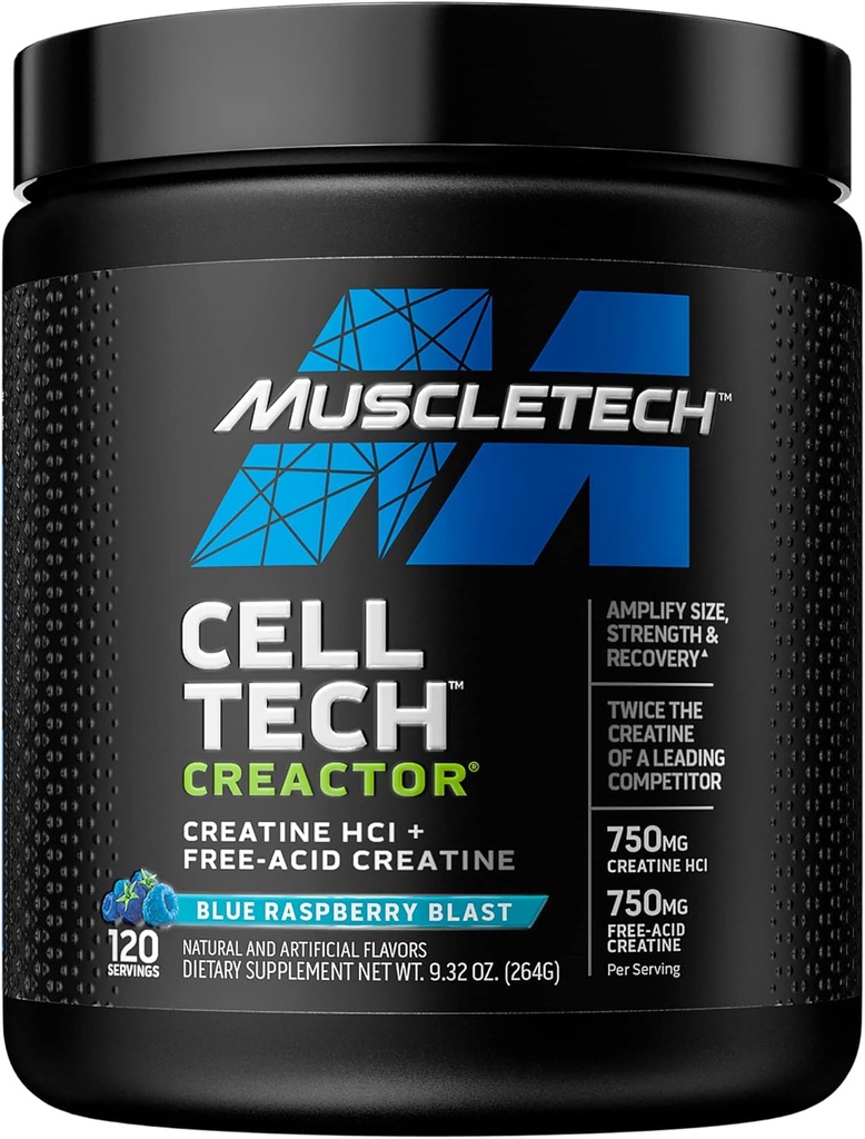 Creatine Powder 124; MuscleTech Cell- Tech Creactor 124; Creatin HCl Formule 124; Muscle Builder for Men & Women CLAS124; Creatin HCl + Free- Acid Creatine CLAS124; Creatine Supplementary 124; Blue Raspberry Blast, 120 Služeb