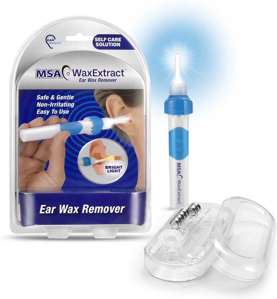Wax Extract Ear Wax Remover w / 2 Flexibilní Tipy, LED Light, & Čištění kartáč 124; Bezpečné, Effective Uar Wax Vibration & Vacuum jemně odstranit Wax Buildup 124; Premium Uar sání vakuum pro dospělé a děti