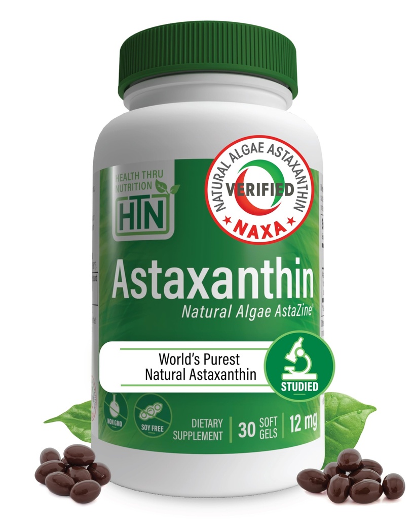Zdraví Thru Nutrition Astaxanthin Triple Strength 12mg Dodatek 30 Softgels CLANE124; AstaZine z řas Organicky pěstované v Pristine Himalájské vody 124; Kožní a Vision Support