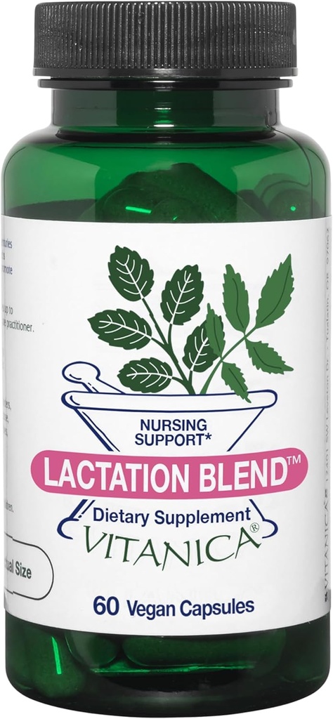 Vitanica Lactation Blend, Kojení Dodatek, Kojení Podpora zvýšení přísun a průtoku mateřského mléka, Organic Fennel, Mléko Thistle, Fenugreek Seed a další, Non- GMO, Vegan, 60 Kapsle