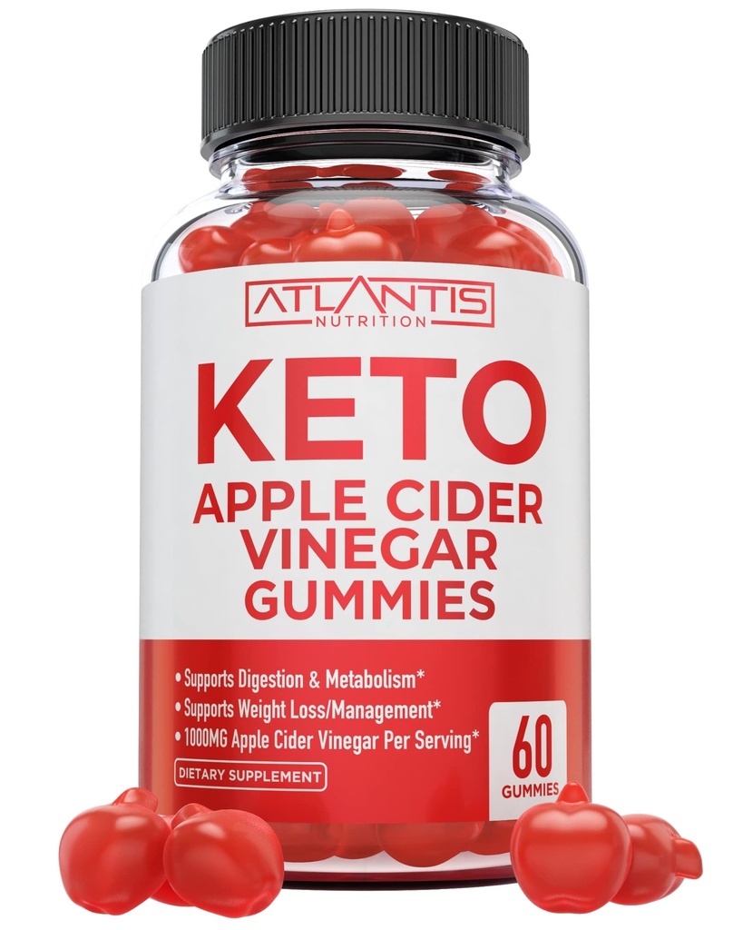 Atlantis Nutrition Keto ACV Gummies for Weight Loss - Apple Cider Ocet Gummies associated to Support Advanced Weight Loss, Digestion, Detox & Cleansing, Made with 1000MG ACV Per Serving - 60 Počet