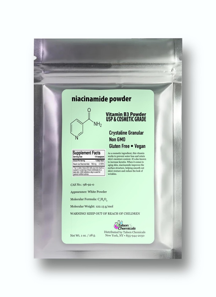 Čistý niacinamid Prášek pro péči o pleť (vitamin B3) DIY Niacinamid Sérum, Niacin Prášek (1 Ounce / 28 Gram) Kosmetická třída
