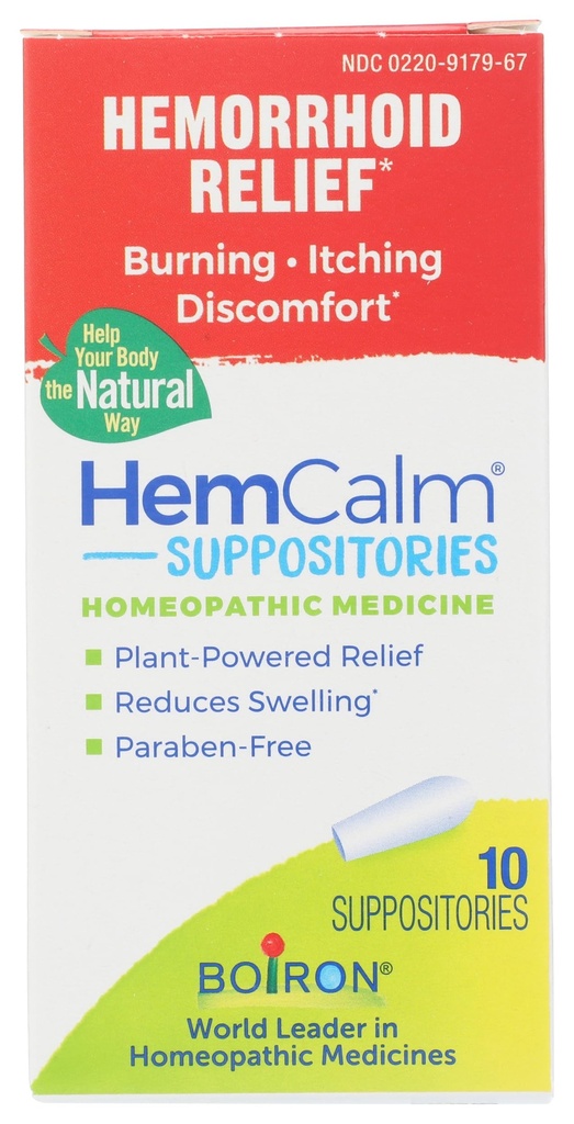 Boiron HemCalm Suppositors for Hemeroid Relief of Pain, Svědění, Otok nebo Nepohodlí - 10 Počet