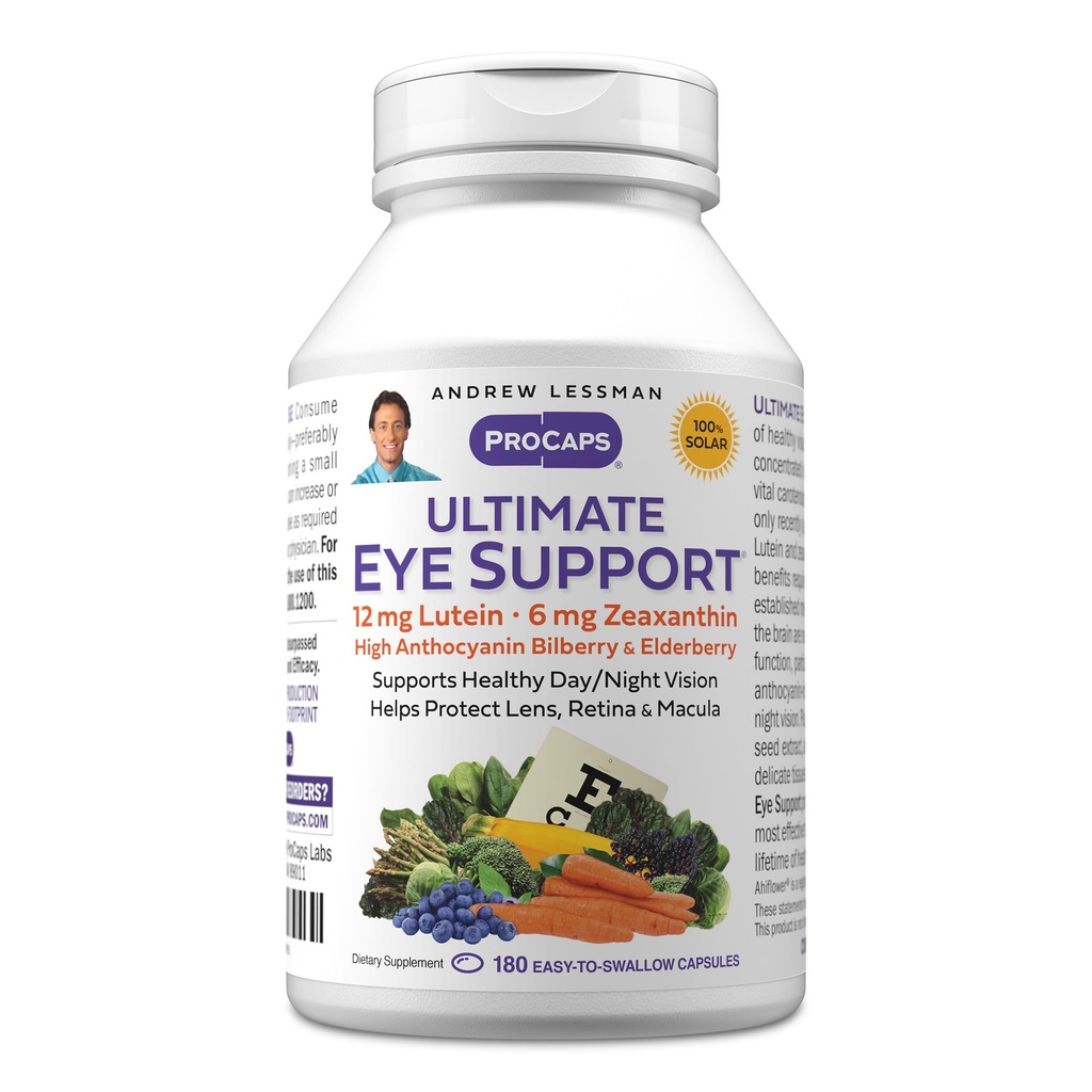 ANDREW LESSMAN Ultimate Eye Support 180 Softgels - 12mg Lutein, 6mg Zeaxanthin, Bilberry, Key Nudents to Support Eye Health and Promote Health Vision. Žádné přísady. Snadné pro polykání