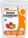 BulkSupplements.com Organic Strawberry Powder - Ovocný prášek z Organic Strawberry - No Sugar Added & Gluten Free, 3g per Serving, 1kg (2,2 lbs) (Balení po 1)