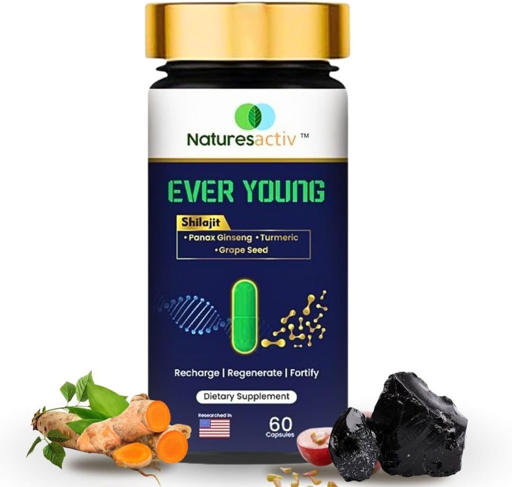 EG Kapsle - Všechny přírodní shilajit, kurkumin - Kurkumin, Panax Ginseng & Grape Seed Extract s bioenhancer