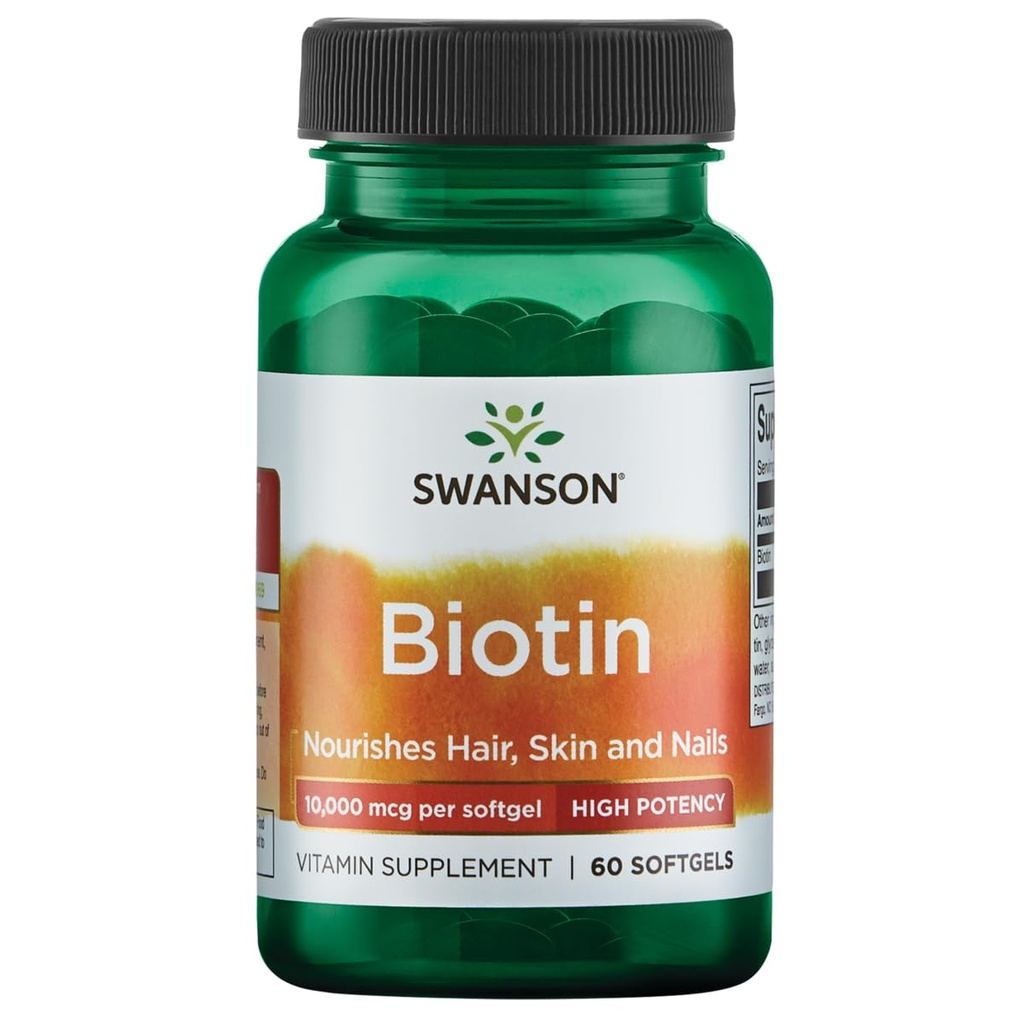 Swanson Super síla Biotin Vitamin 10000 mcg 60 Sgels