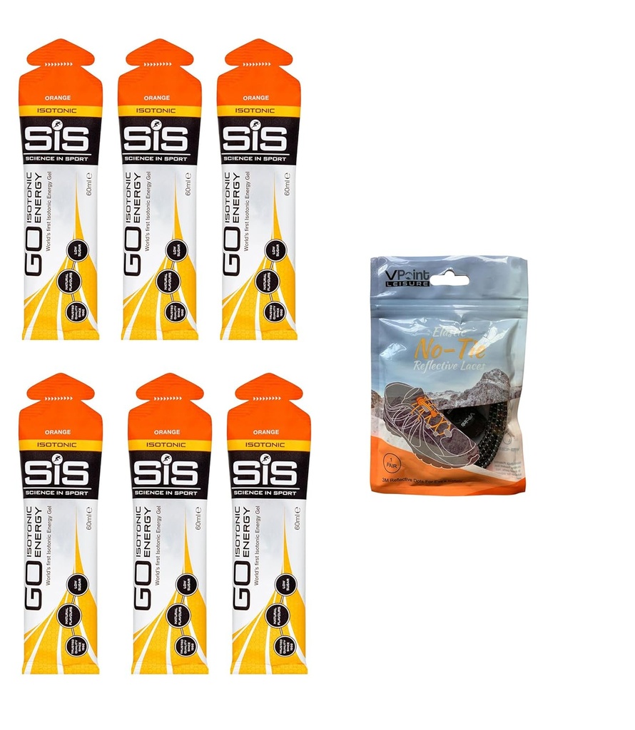 Věda ve sportu GO Izotonické energetické gely - 6 x 60 ml Balení s elastickou nohavicí. Vegan, laktóza zdarma, gluten zdarma, pšenice zdarma, nut zdarma, SOYA zdarma (oranžová)