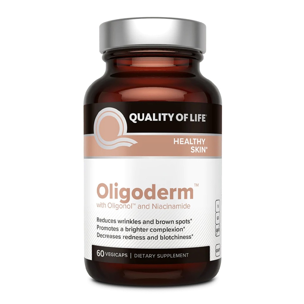 Kvalita života Oligoderm, Premium Kožní Supplement Featuring Oligonol a Niacinamid - 60 Kapsle