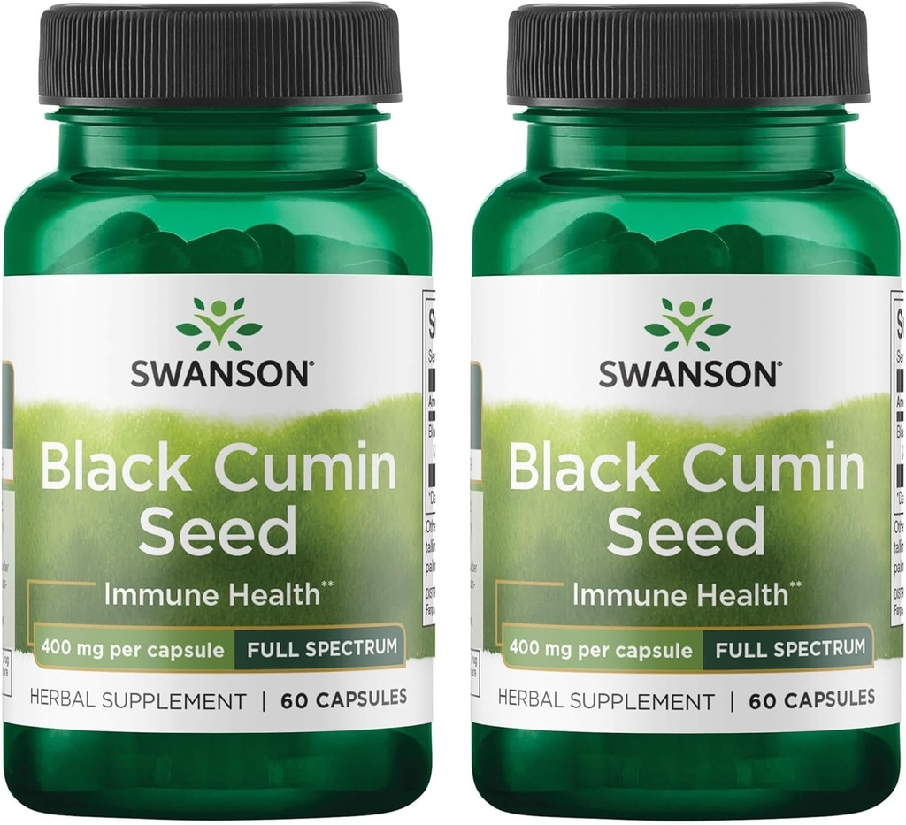 Swanson Full Spectrum Black Cumin Seed 400 miligramů 60 Kapsle (2 balení)