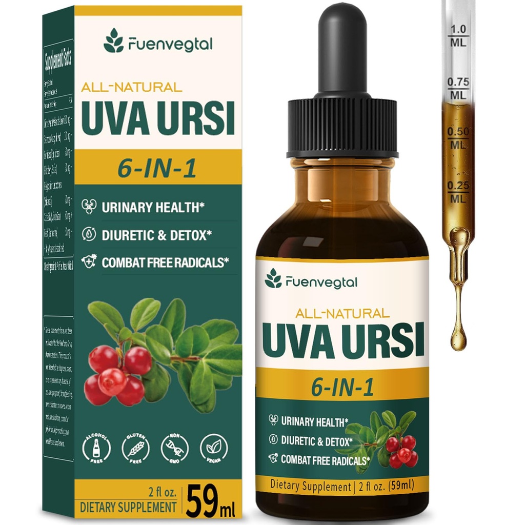 Uva Ursi Bearberry Natural Diuretic Drops, Močové Zdraví & Ledviny Cleanse Detox Bylinný dodatek Podpora UTI & Water Away, Extract W / Dandelion Root Cranberry, Alkoholo- Free Tincture.2oz