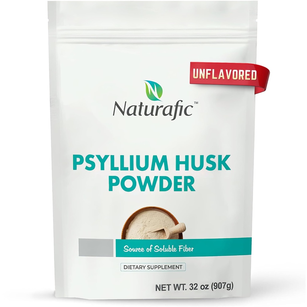 Psylium Husk Powder Neochucený - Dědičná vláknina dodatek pro Bowel Regularity & Gut zdraví - Non- GMO, gluten- Free, Vegan, Keto Friendly - 32oz